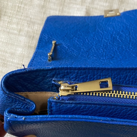 Borse In Pelle Italian Leather Cobalt Blue Small Carry Purse - Picture 9 of 15